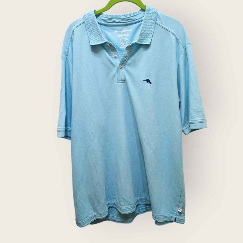 Tommy Bahama ISLANDZONE Elite Polo Shirt Mens XL Blue/Teal Marlin Supima Cotton